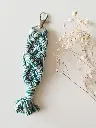 Llavero Macramé Verde/Blanco