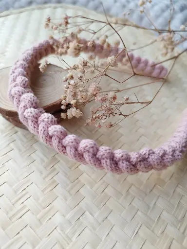 Diadema Macramé Rosa pastel