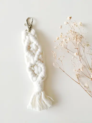 Llavero Macramé Blanco