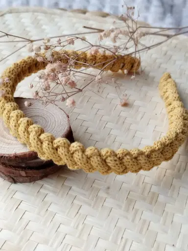 Diadema Macramé Mostaza